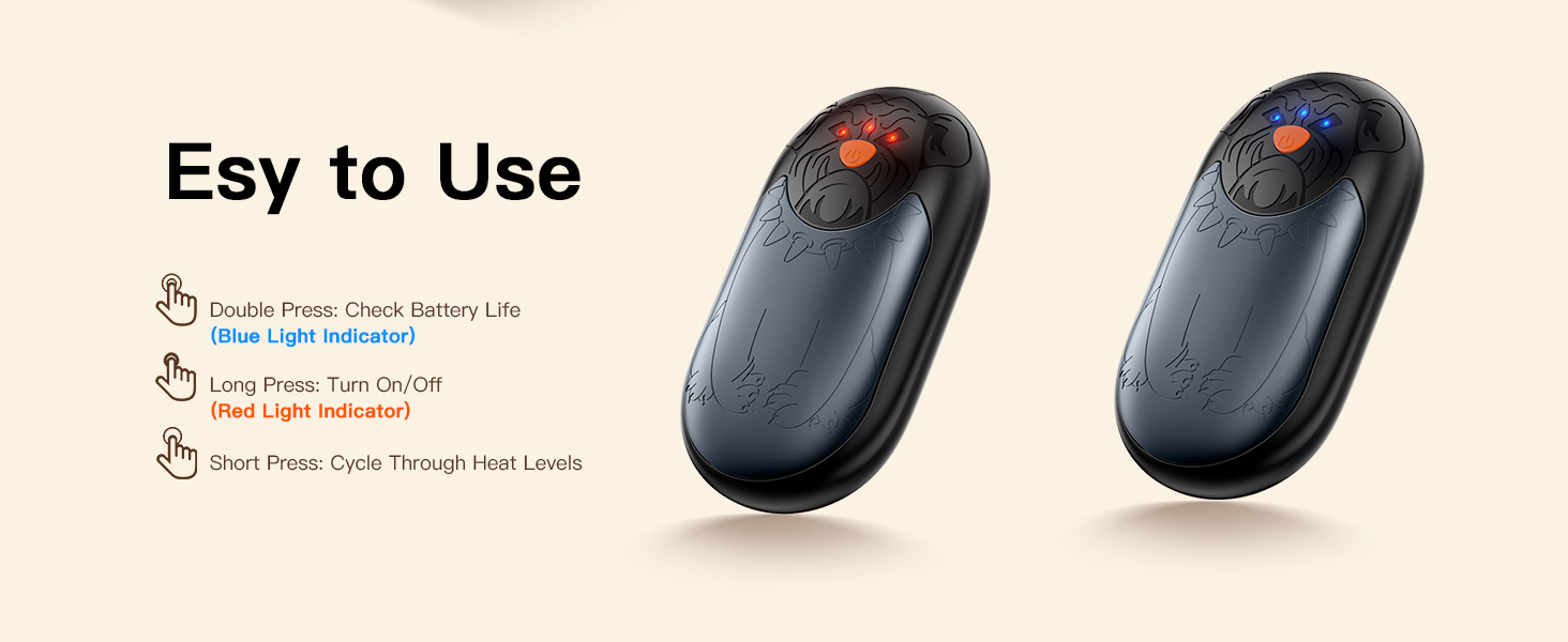 Електричний гріє для рук 2 шт. | Перезарядний кишеньковий гріє з 3 режимами нагріву, 6000mAh | Для жінок, чоловіків, кемпінгу, полювання, гольфу (Сірий)