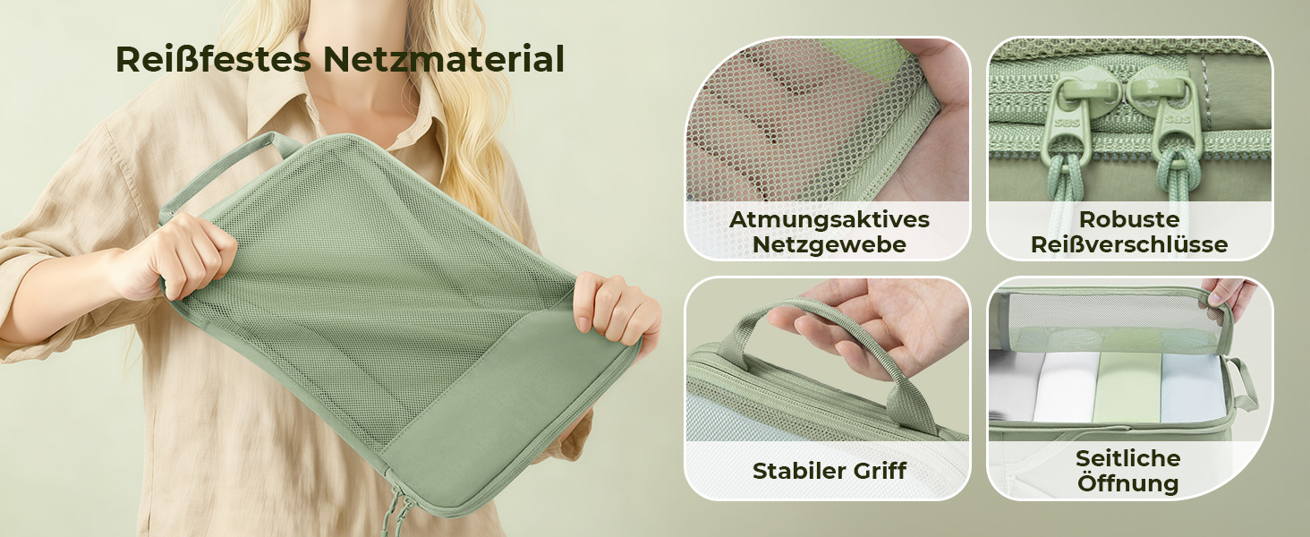 Набір компресійних органайзерів для одягу в подорожі 8 предметів, дорожні сумки-пакувальники для валізи та рюкзака, Matcha Green