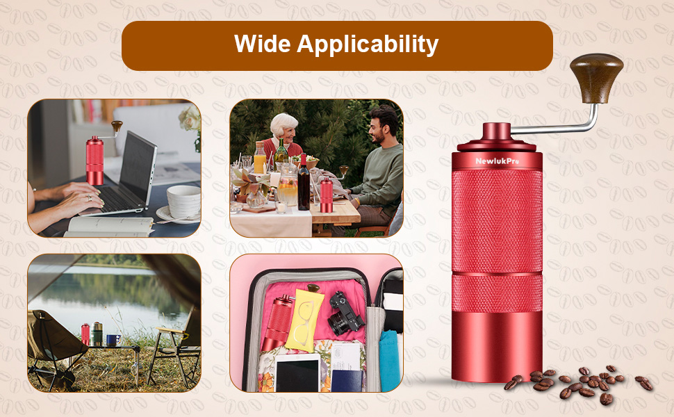 Ручна кавомолка M6 для приготування еспресо, 25г, з шліфувальним механізмом Hexagonal, портативна, червона