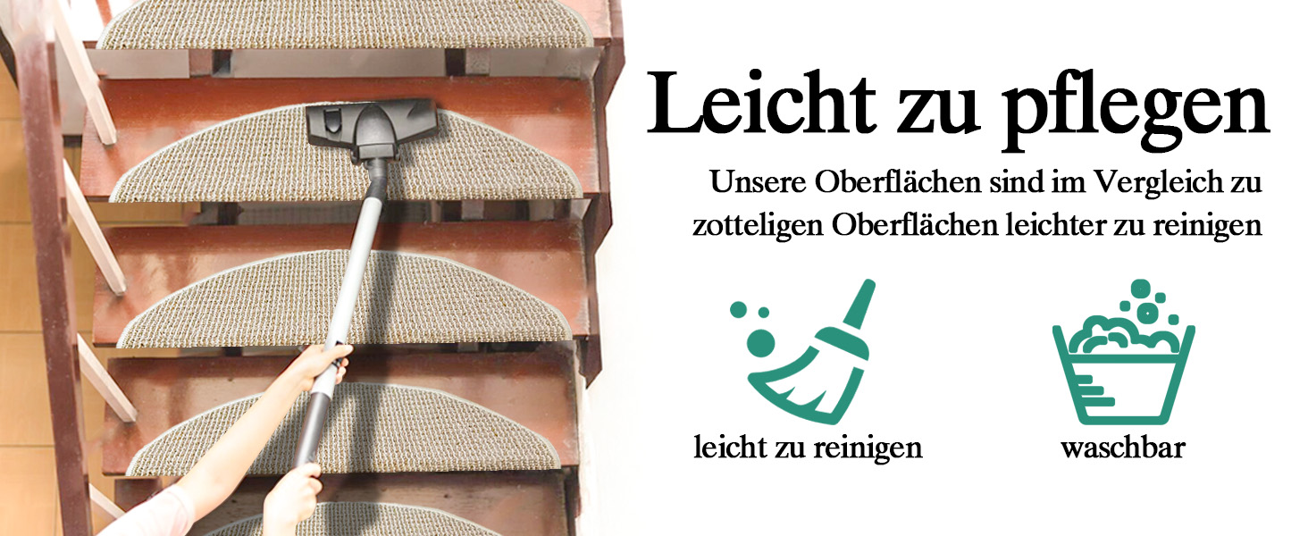 Килимок для сходин Qingbei Rina 22x65 см, набір з 15 шт, бежевий, антиковзкий, самоклеючий для дерев'яних сходин