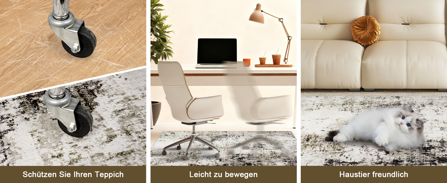 Килимок для підлоги під стілець для твердої підлоги Бохо, килимок під стіл для твердої підлоги, антиковзний килимок для офісного стільця (90x120 см, Тауп)