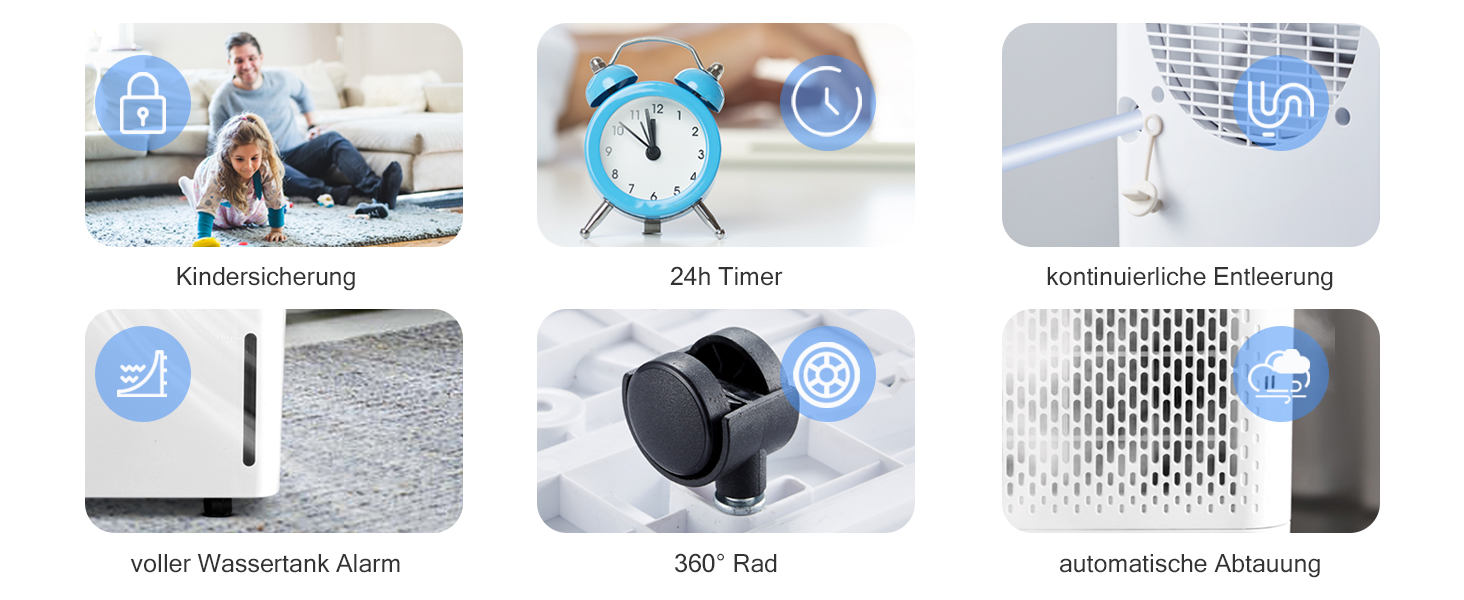 Зволожувач повітря Pasapair 12L - автоматичний осушувач для дому, 3 режими роботи, таймер, цифровий дисплей, для захисту від вологи та плісняви