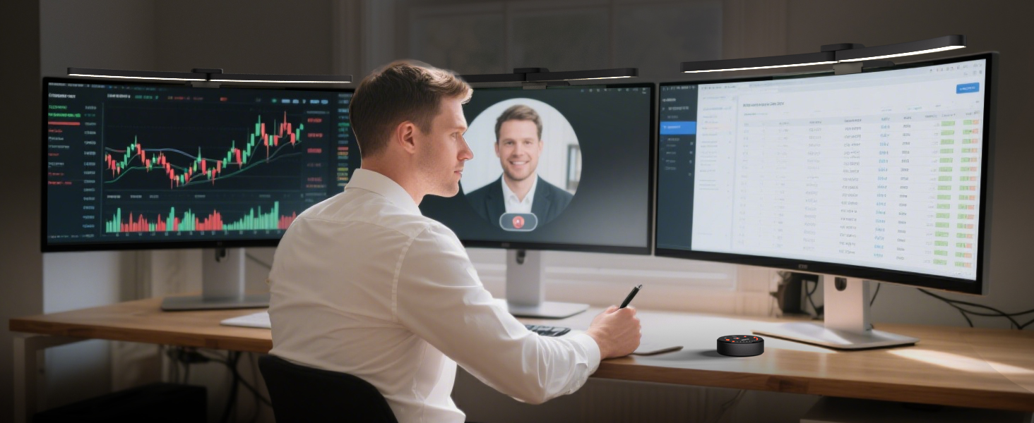 Quntis Лампа для монітора з регулюванням кута та пультом дистанційного керування, 66 см, тепле світло, авто-диммування, без мерехтіння, захист від блакитного світла, настільна лампа