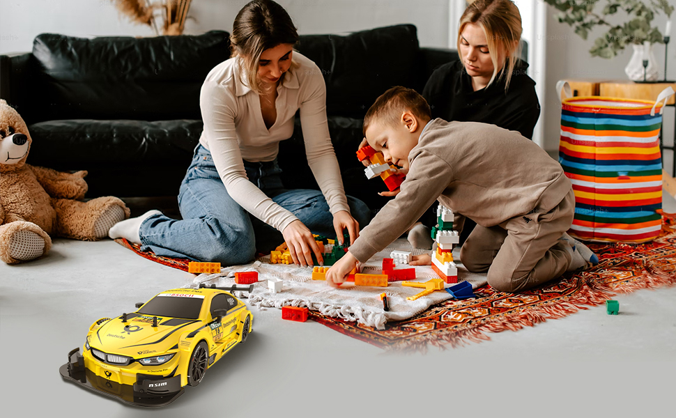 RC Автомобіль Goolsky 1/16 4WD Дрифт, 40 км/год, 2.4GHz, Регульована швидкість, Змінні шини для дрифту та гонок (Жовтий)