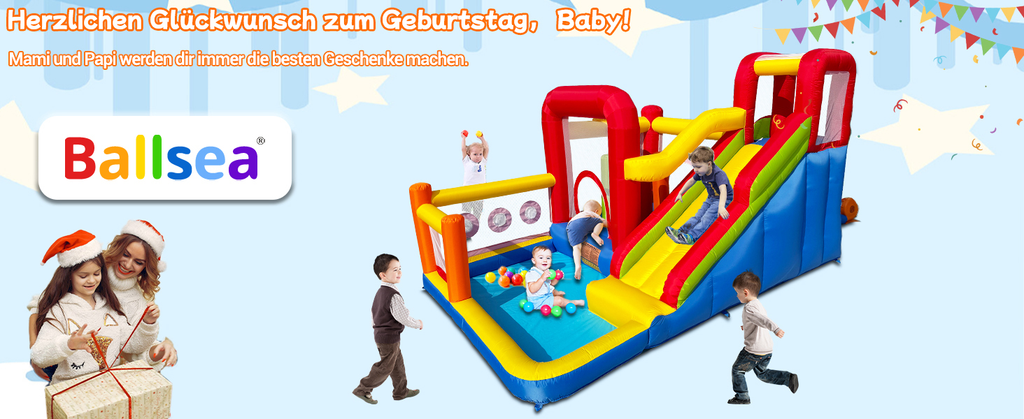 Надувний замок для дітей з насосом, міцний матеріал, для 3-4 дітей, 315x245x194 см (HSH2)