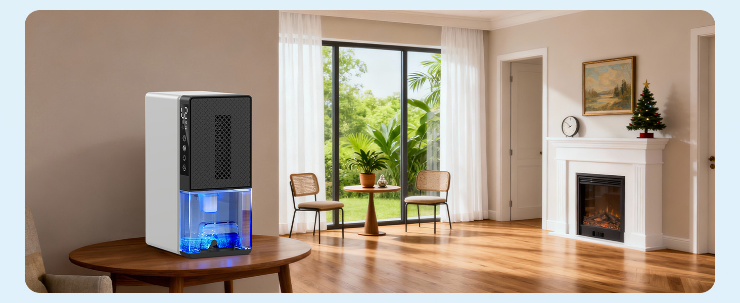 Електричний осушувач повітря 2300 мл з відведенням води, таймером, захистом від інею, світловий колір, режим сну, захист від вологи та плісняви, для спальні, підвалу, квартири, компактний