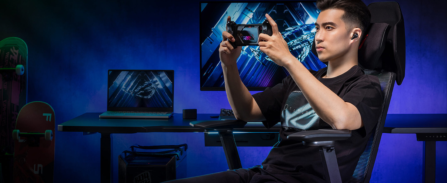 Ігровий крісло ASUS ROG Destrier Ergo (чорний) з регульованими підлокітниками та підтримкою попереку