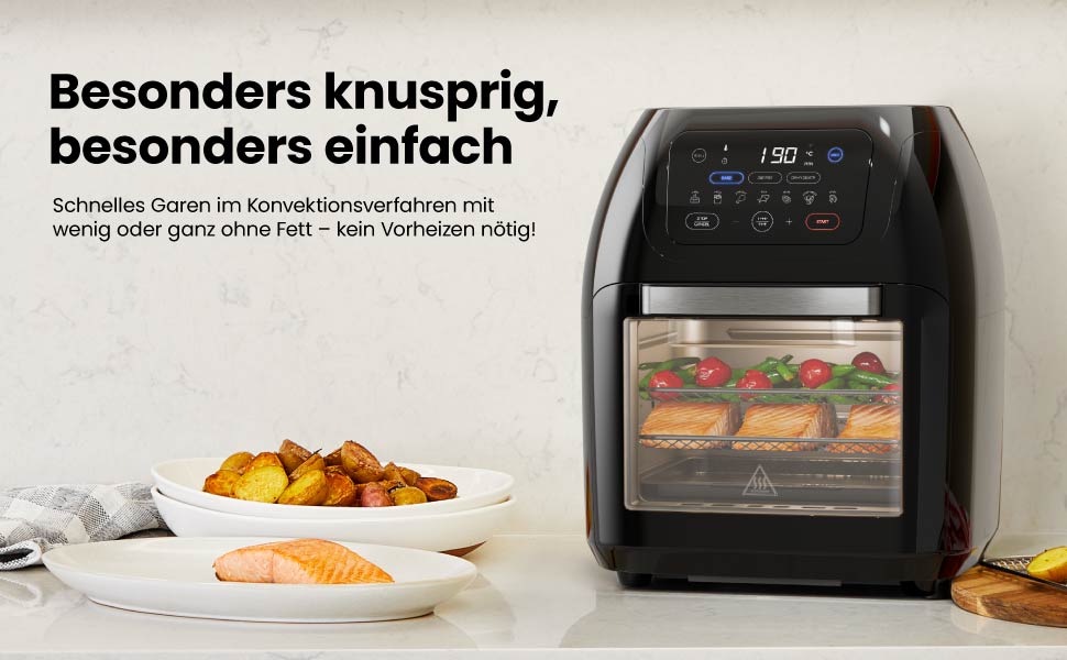 Фритюрниця Chefman мультифункціональна з ротисерією, дегідратором та конвекцією, 17 пресетів, об'єм 10л, чорна