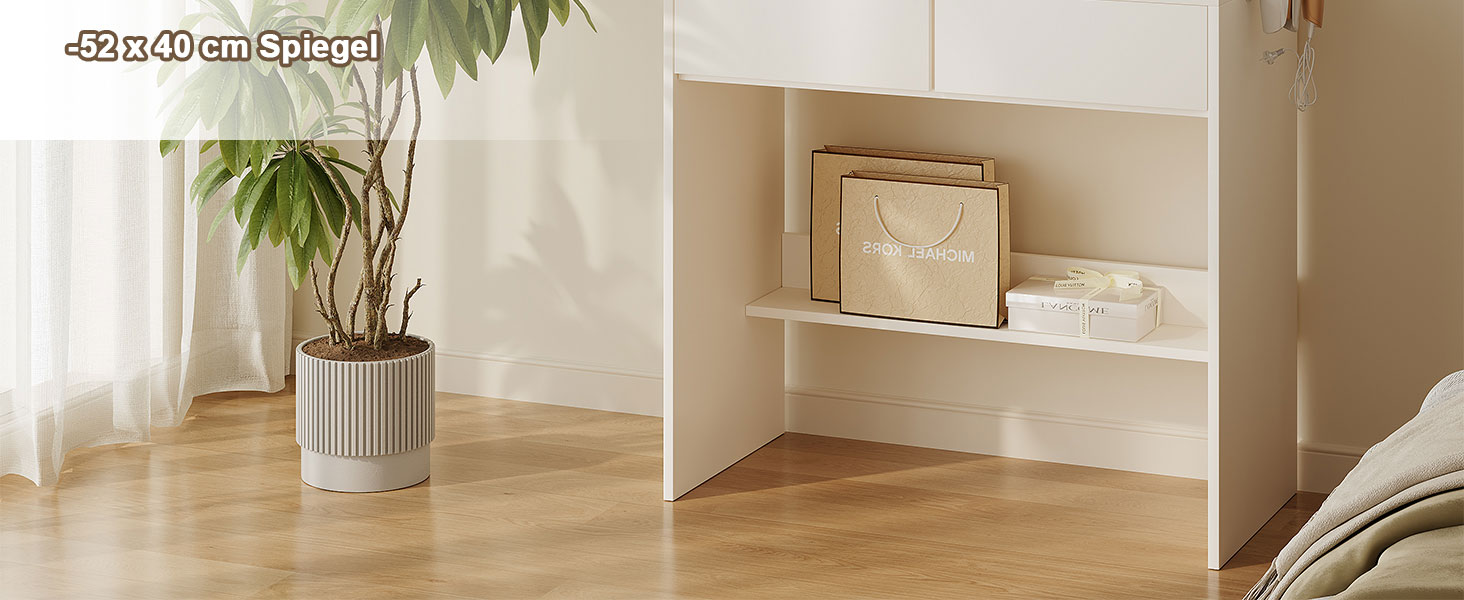 Трюмо JUMMICO з LED-підсвічуванням та дзеркалом, регульована яскравість та колірна температура, косметичний столик з 9 LED-лампочками, білий