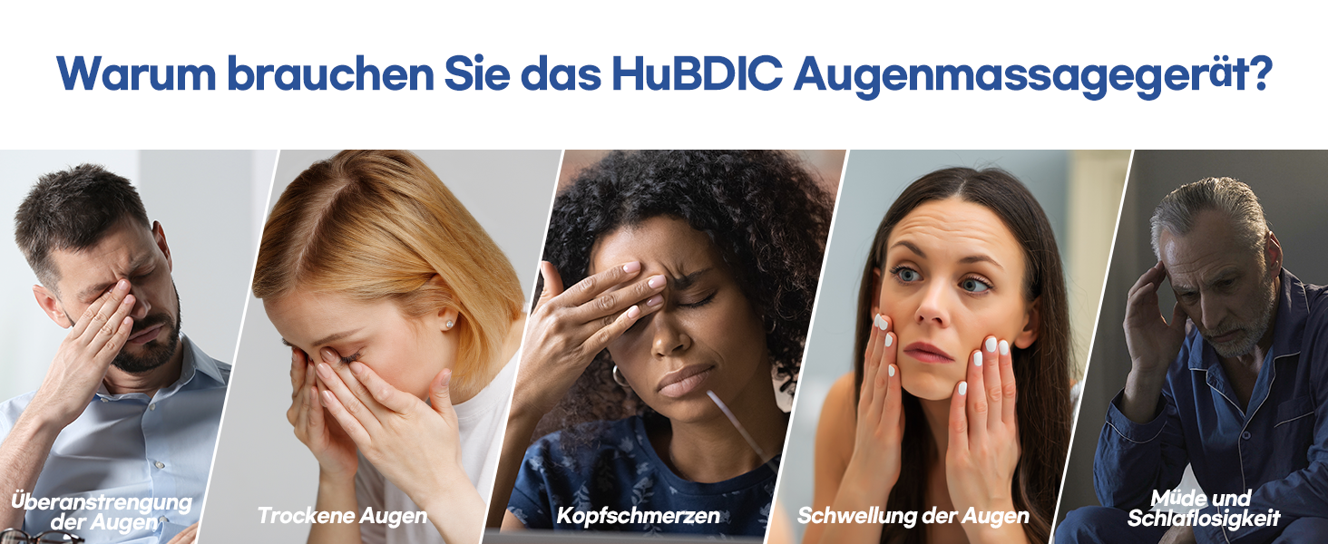 Масажер для очей HubiCare з підігрівом та вібрацією: для зняття втоми, мігрені та темних кіл під очима