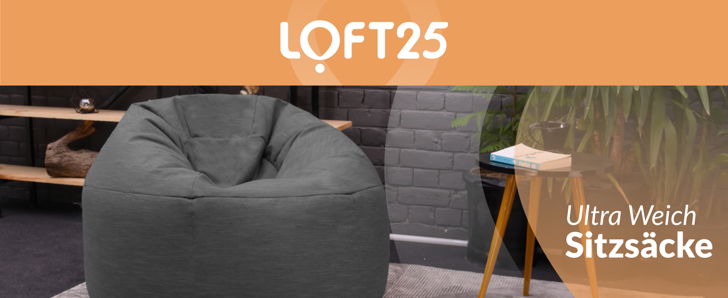 Кругле крісло-мішок Loft 25 для дорослих Ігрова крісло-мішок для внутрішньої вітальні Міцні крісла-мішки з наповнювачем, подушкою для сидіння Ергономічний дизайн для підтримки постави (грифельна дошка)