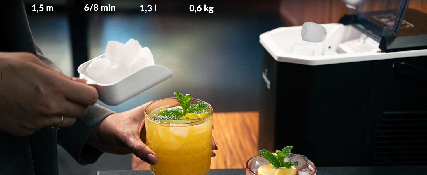 Машина для приготування льоду Lehmann - 1.3л, 12кг/24г, 2 розміри, для дому, вечірки, офісу, кемпінгу