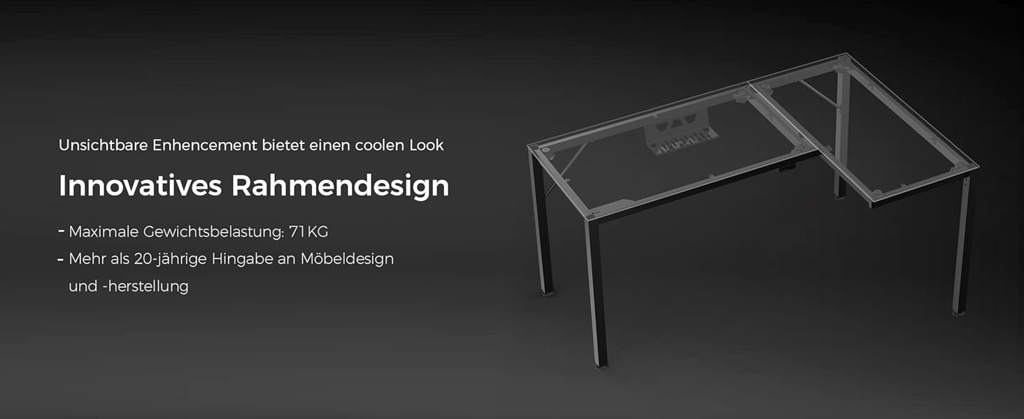 Ігровий стіл EUREKA ERGONOMIC з RGB-підсвічуванням 110 см - скляний комп'ютерний стіл для геймерів з керуванням через додаток