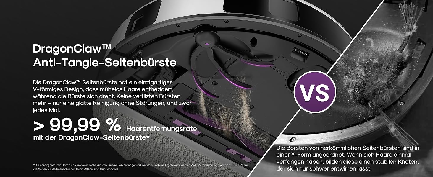 Робот-пилосос Eureka E20 Evo Plus з функцією вологого прибирання та станцією самоочищення, потужність 10000 Па, система захисту від намотування шерсті, для твердих підлог та килимів (Білий)