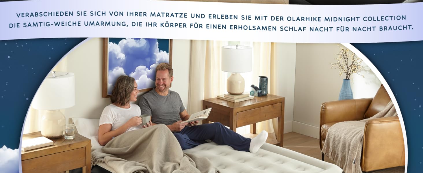 Надувний матрац OlarHike для кемпінгу та дому - 203 x 152 x 46 см, чорний, на 2 особи, XL