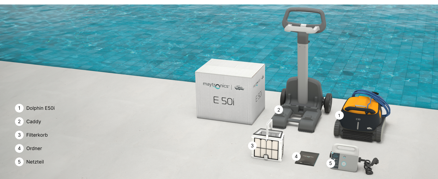 Робот-пилосос для басейну Dolphin E50i: очищення дна та стін, до 10 м, з кабелем