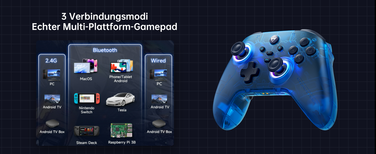 Геймпад Machenike G3V2 для PC, Switch, iOS, Android: бездротовий контролер з RGB-підсвічуванням та програмованими кнопками