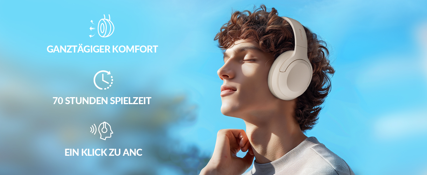 Бездротові Hi-Fi навушники ZORIYOR Z1 PRO ANC, Bluetooth 5.3, акумулятор 70 год, ENC, IPX4 (бежевий)