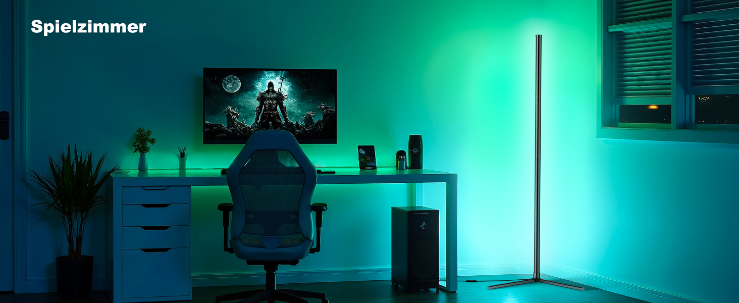 LED Торшер у вітальню RGB з димером, пультом та керуванням через додаток. Кутова LED лампа з 16 млн кольорів, 68+ режимів, музичний режим для спальні та геймінгу