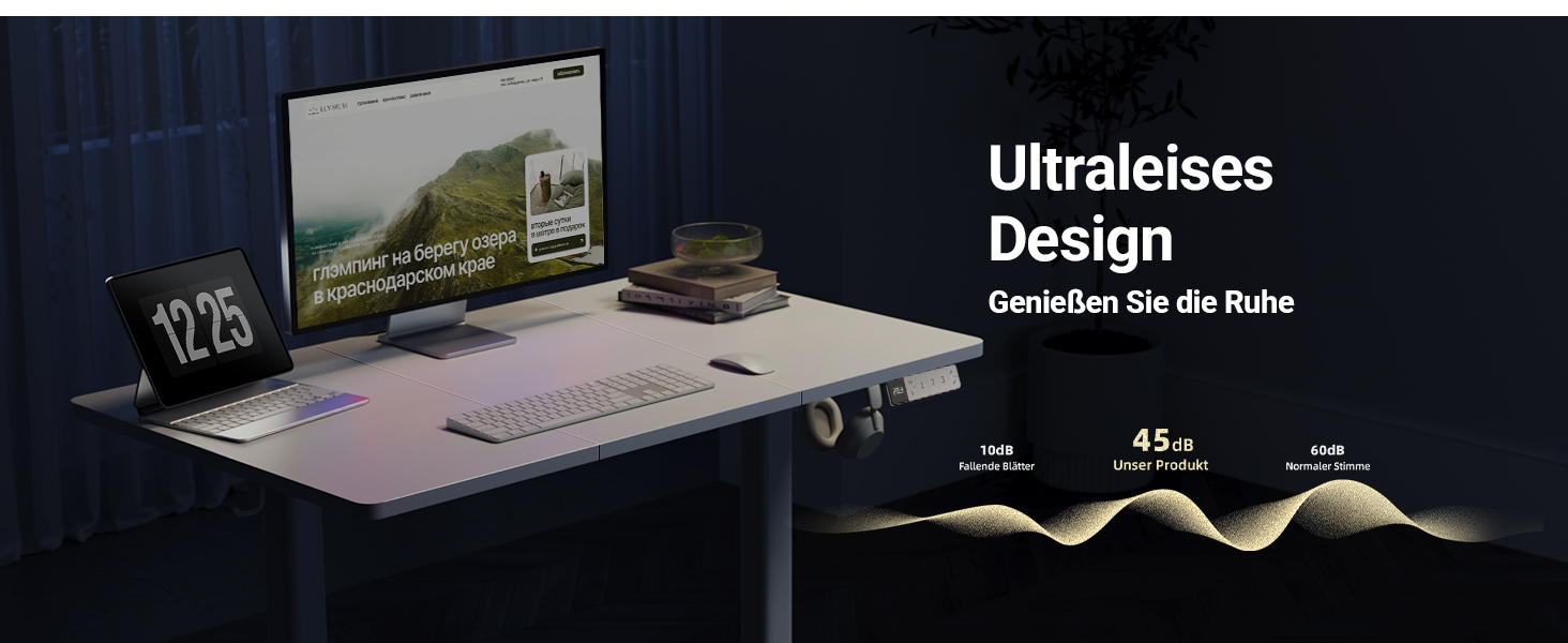 Регульований стіл Claiks 120x60 см: електричний, з пам'яттю, з гачками | Стіл для стоячи та сидячи