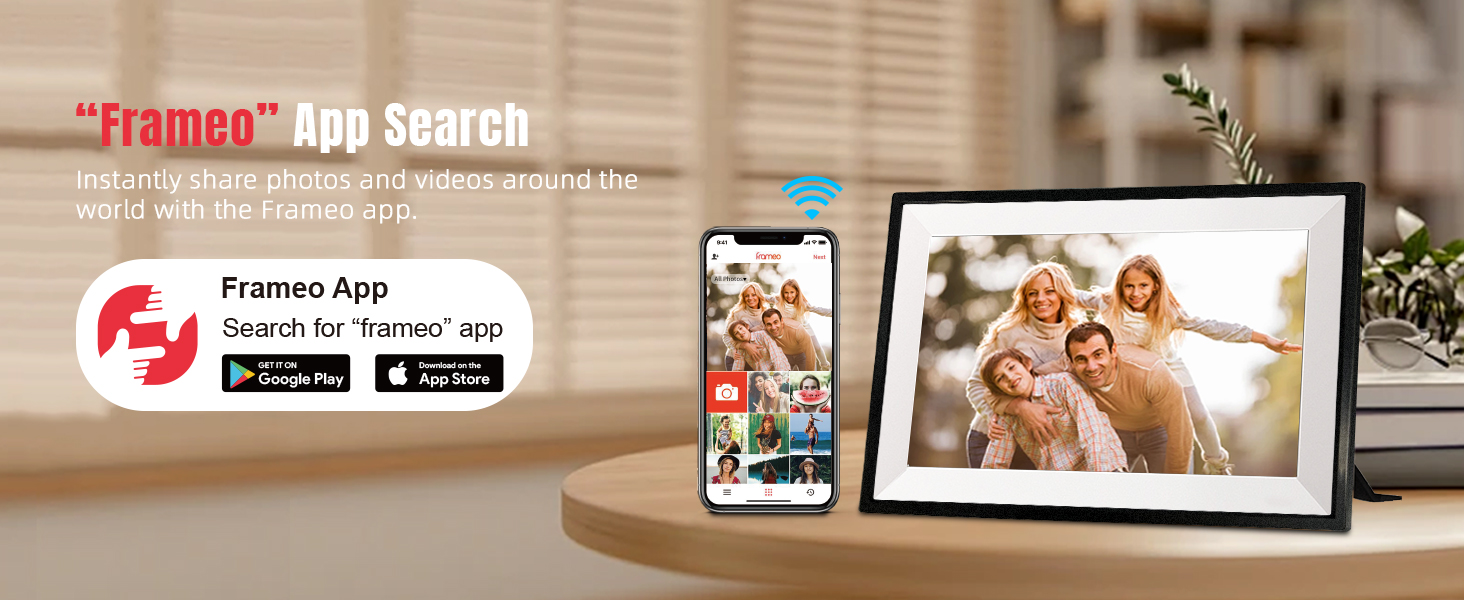 Цифровий фоторамка Aorpdd з Wi-Fi, 10.1 дюйма, HD IPS, сенсорний екран, 32GB, автоматичне обертання, Frameo App, чорний