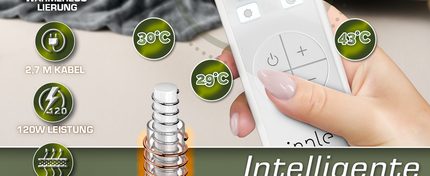 Електрична гріюча ковдра 200x180 см з таймером та 9 рівнями нагріву | Ковдра електрична для ліжка та дивану | Бежева