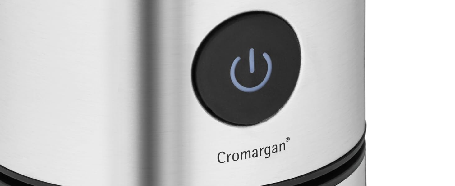 Електричний спінювач молока WMF Stelio, 500 Вт, 150-250 мл, антипригарне покриття, бездротовий, для гарячого та холодного молока, какао, cromargan матовий/сріблястий