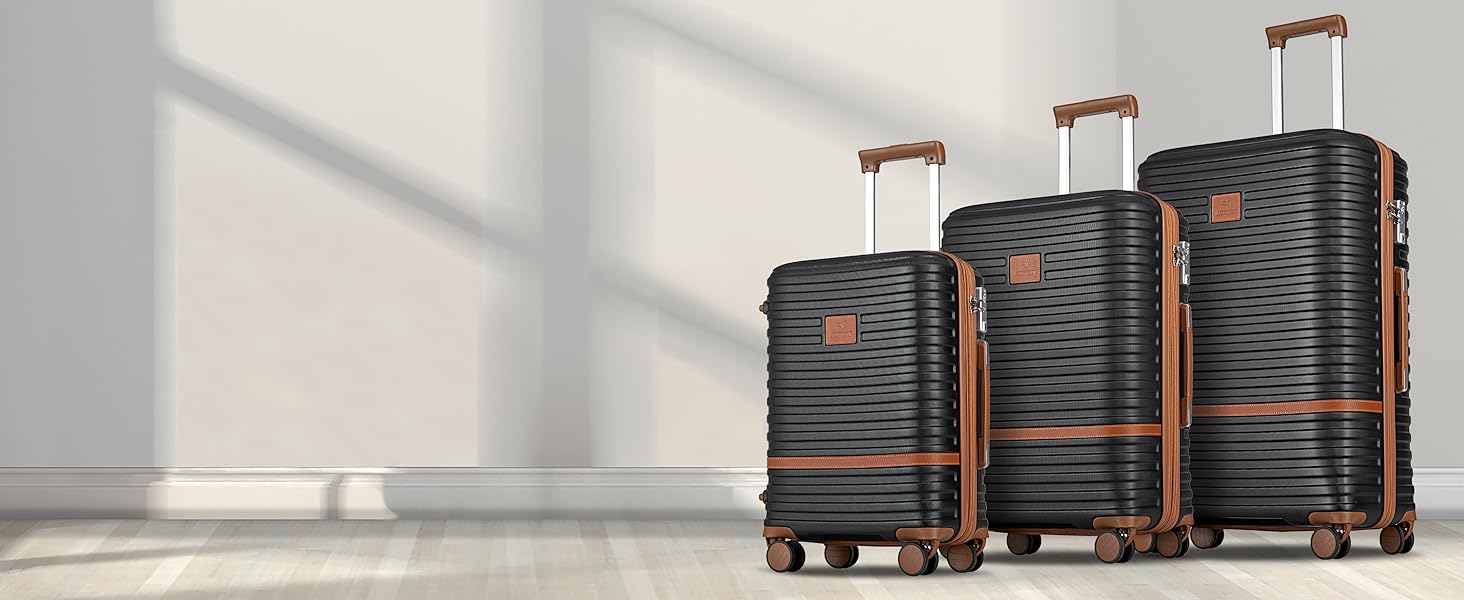 Набір дорожніх валіз Joyway 6 предметів, жорсткий корпус, з косметичкою, 4 колесами та TSA-замком, білий колір