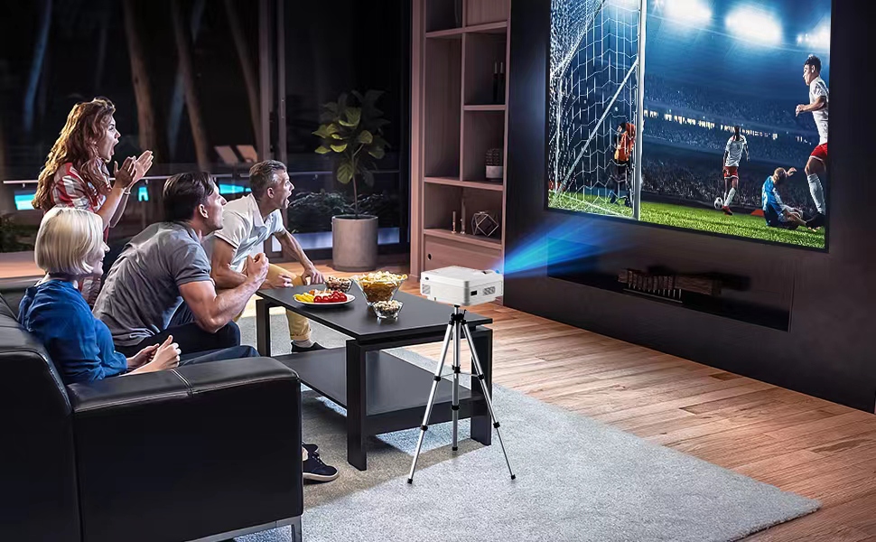 Beamer YEZMEK 5G WiFi Bluetooth: Міні проєктор LED 1080P Full HD з підтримкою 4K, Wi-Fi, Bluetooth, HDMI, USB, TF для дому та кінотеатру