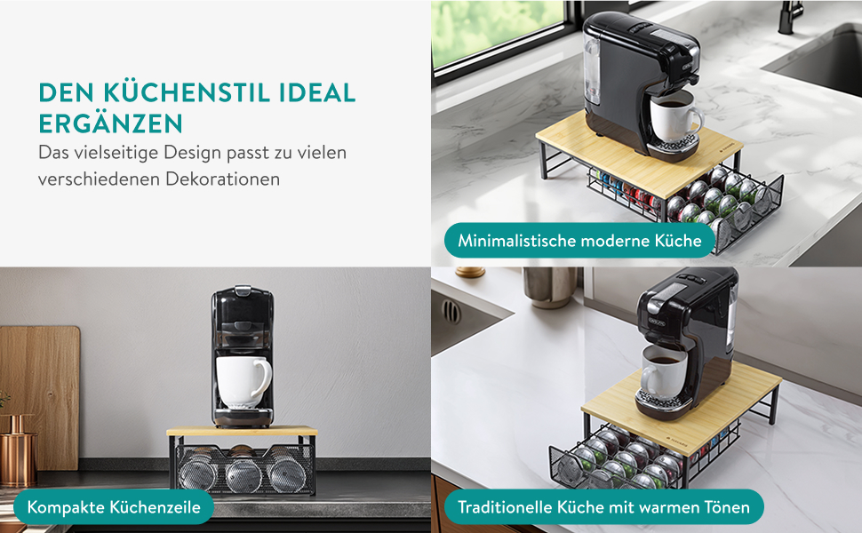 Тримач для капсул Tassimo Navaris з бамбука та заліза - органайзер для 54 капсул - чорний