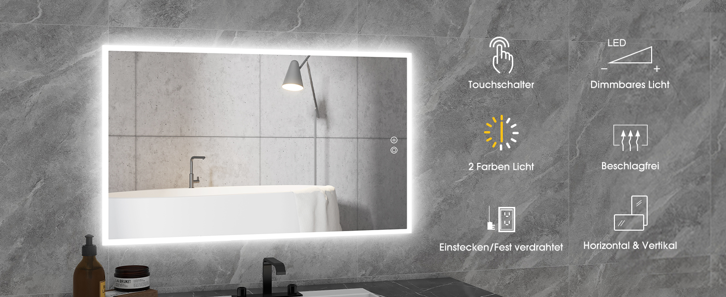 LED дзеркало для ванної кімнати Byecold з підсвічуванням, антизапітнінням, Wi-Fi годинником, датчиком та сенсорним вимикачем, 60x80 см