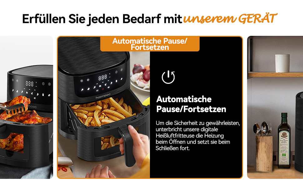 Фритюрниця повітряна 6л з вікном, без олії, 8-в-1, 30-200°C, 78 рецептів, антипригарне покриття, тиха робота