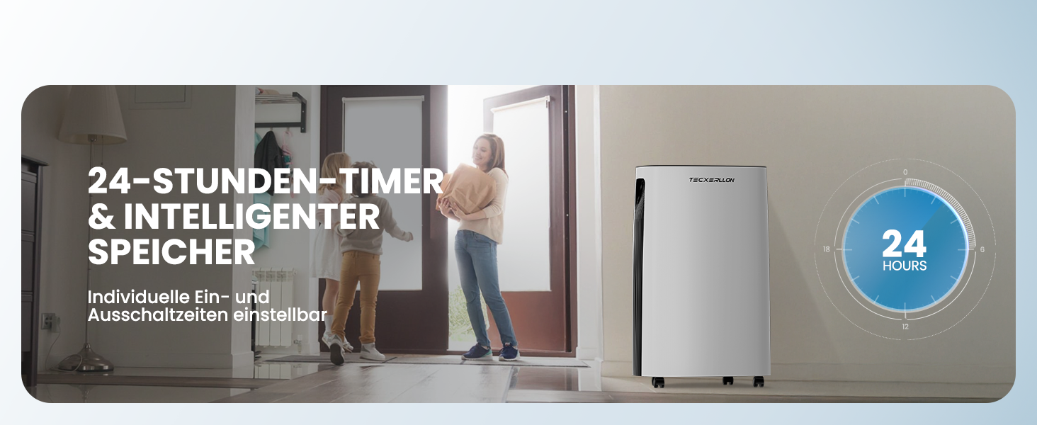 Електричний осушувач повітря 15L, 30㎡, з тачпанеллю, бак 2.5L, дренажний шланг, 46dB, таймер 24h, 3 роки гарантії (25L/день з керуванням через додаток)