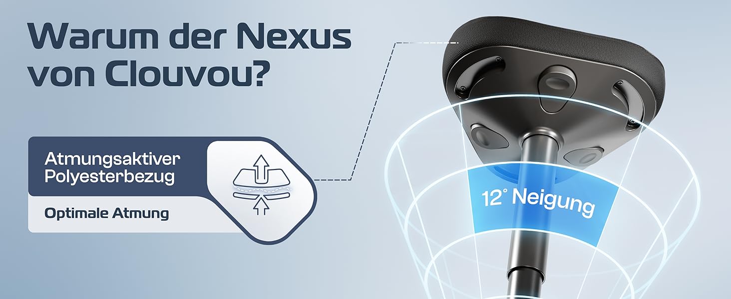 Офісний стілець CLOUVOU Nexus: ергономічний, регульований по висоті (57-82 см) - для офісу, зі стійкою для спини, чорний