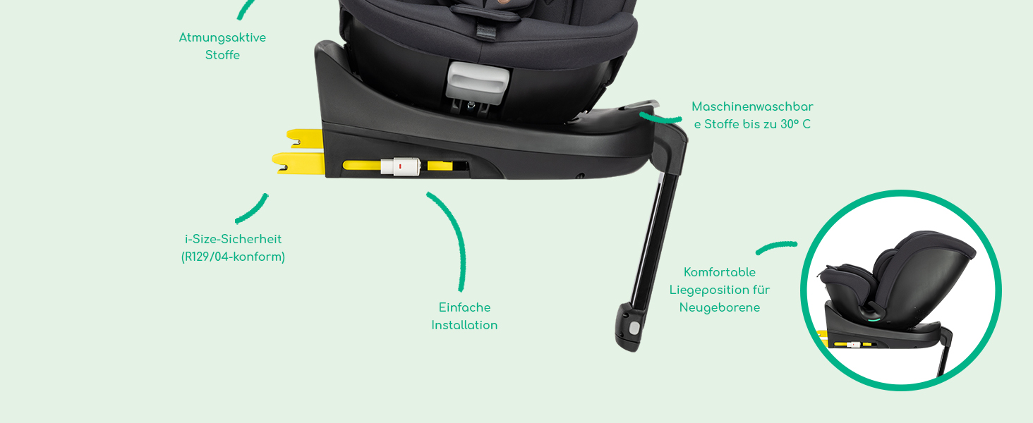 Дитяче автокрісло Bebeconfort 360 i-Size RevolveFix Plus (40–150 см), поворотне, Full Black