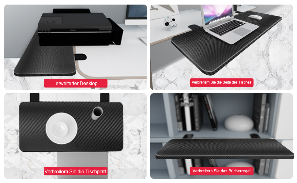 VAYDEER Подовжувач для столу з підставкою під руки та клавіатуру, чорний - Ergonomic Desk Extender