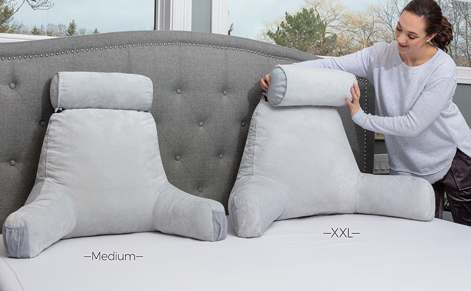 Подушка для чоловіків - сіра, велика, для читання та відпочинку в ліжку з підлокітниками. Висока спинка, преміум піна з пам'яті, знімна подушка для шиї на еластичному шнурі. Середня оригінальна версія | Темно-зелений |