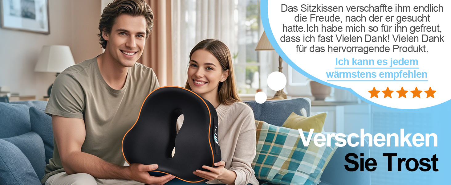 Ергономічна подушка для сидіння з memory foam для офісного крісла та авто, подушка для офісного крісла, авто та home office, знімний чохол, неслизька, M (60–85 кг)