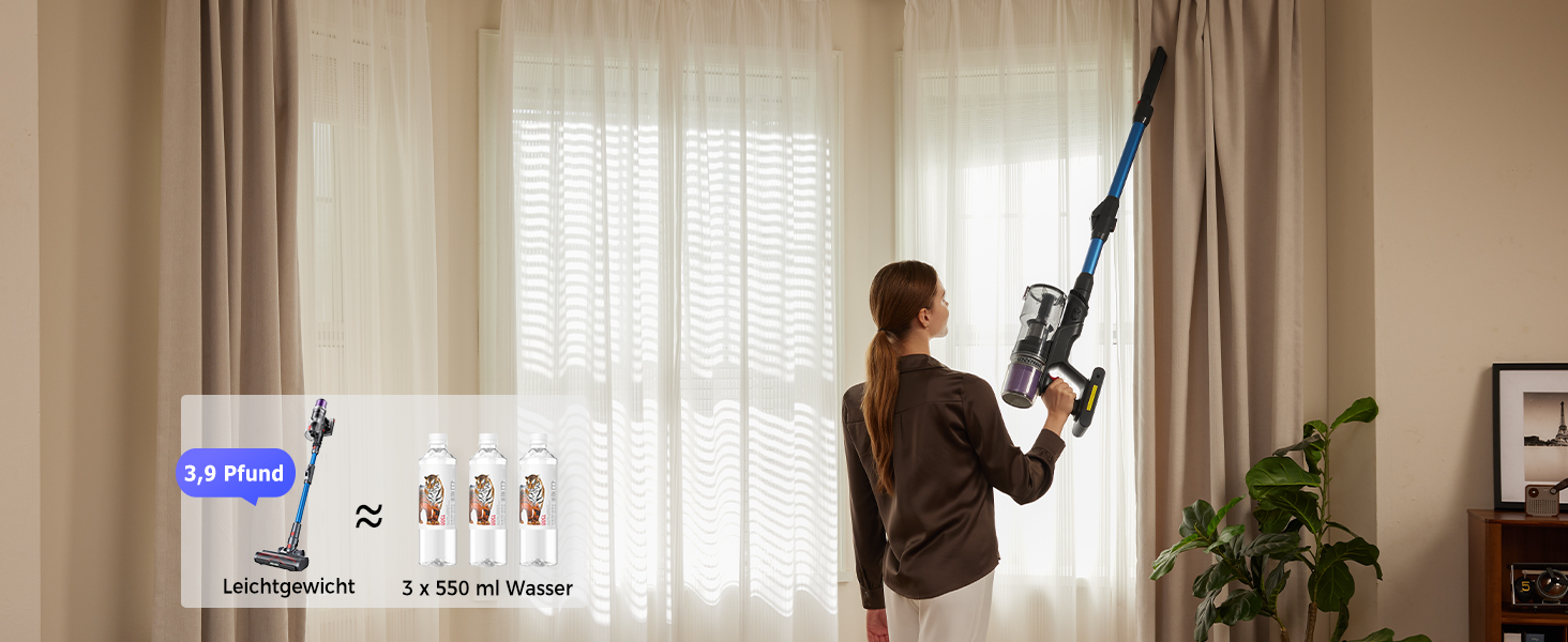 Бездротовий пилосос Proscenic P16: акумуляторний, 550W, 65 хв роботи, гнучкий згин, GreenEye, антизаплутувальна насадка, для килимів, твердих поверхонь, шерсті тварин, синій