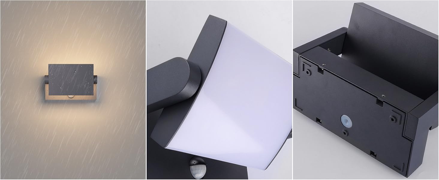 Світильник настінний вуличний Klighten 24W з датчиком руху, антрацит (RAL 7016), 3000K, IP65, 1500 Лм, алюміній