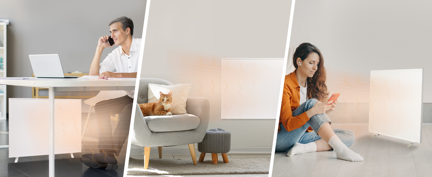 Інфрачервовий обігрівач Byecold 300 Вт з підставками, інфрачервовий електрообігрівач, енергозберігаючий, з захистом від перегріву, білий