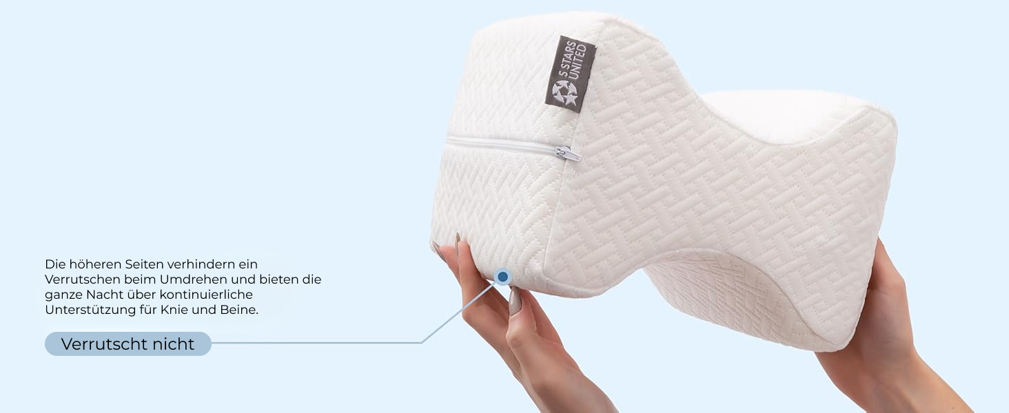 Ергономічна подушка між ніг 5 STAR UNITED з ефектом пам'яті (Memory Foam) для сну на боці, при болях у спині, стегнах та сідничному нерві, біла