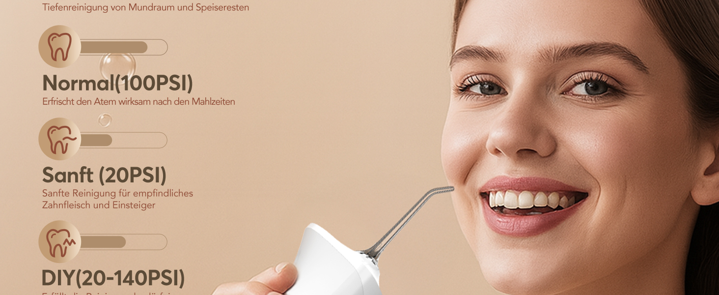 Іригатор для порожнини рота Munddusche - Тест-переможець 2024, професійний, з технологією мікробульбашок, регулювання тиску води, для чищення зубів та брекетів, білий