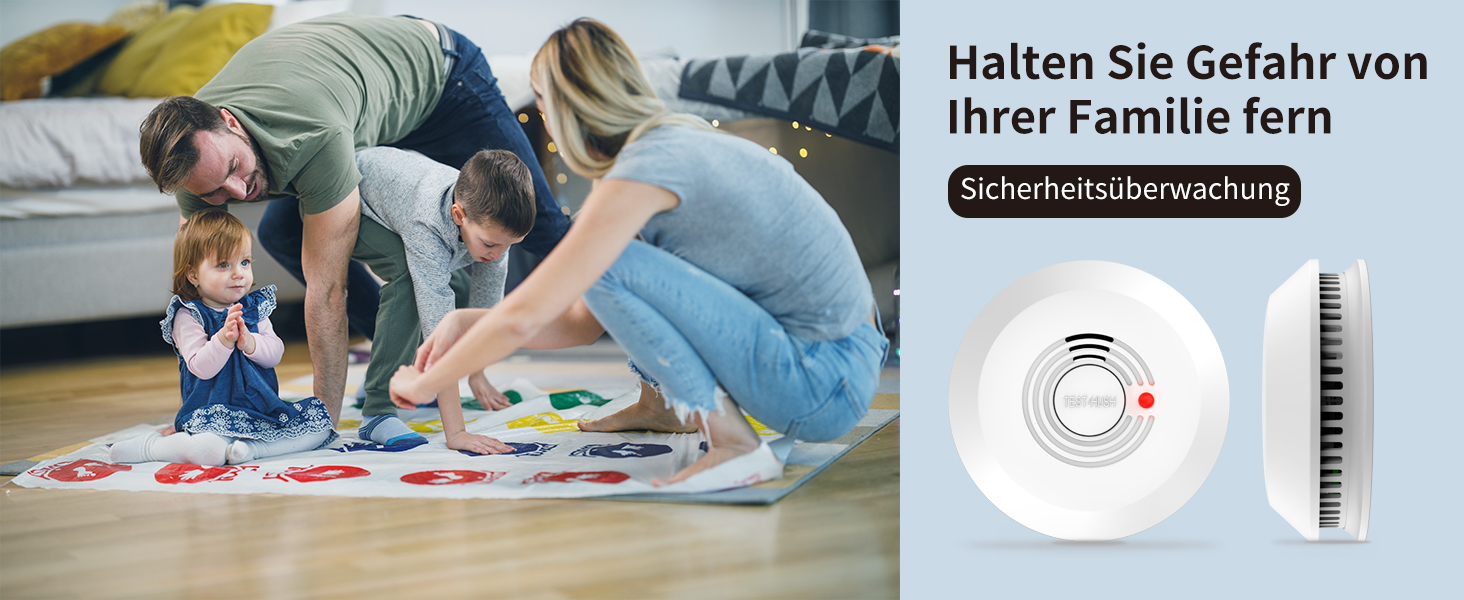 Пожежні сповіщувачі для дому та офісу з фотоелектричним датчиком 10 років, оптичний димовий сповіщувач на батарейці, 2 шт.