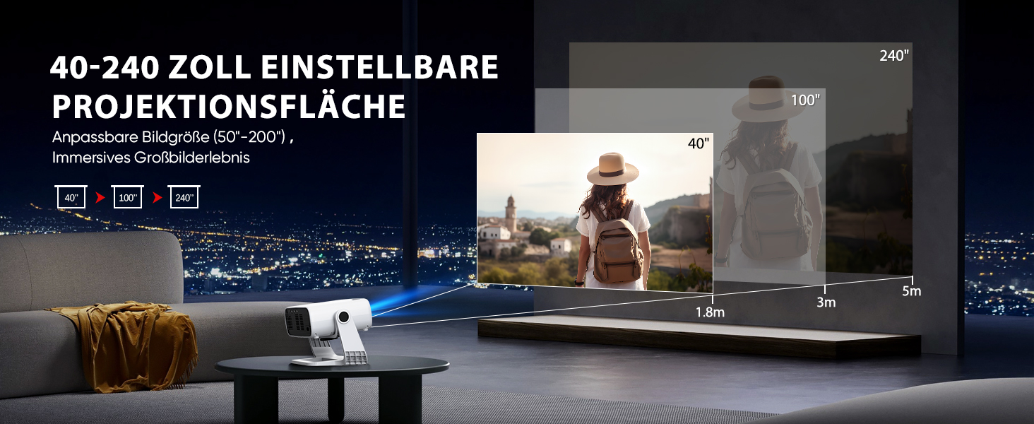 Розумний проєктор Beamer 4K Full HD 1080P, 25000 люмен, Android 11, WiFi 6, BT 5.2, обертовий штатив, для домашнього кінотеатру, сумісний з iOS/Android/Laptops, чорний