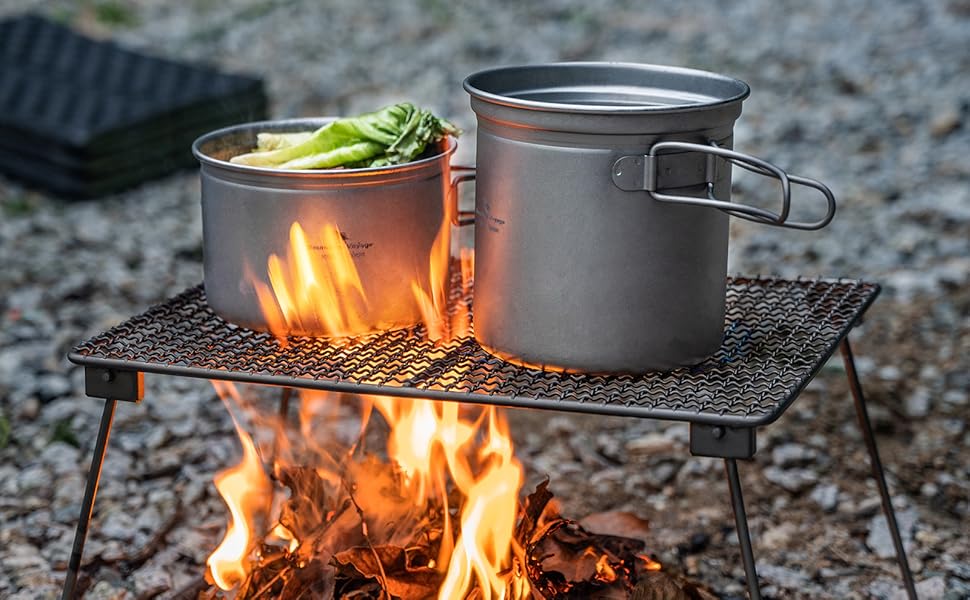 Набір кухонного посуду Boundless Voyage з титанових каструль та сковорідок для кемпінгу та пікніків Ti1585B