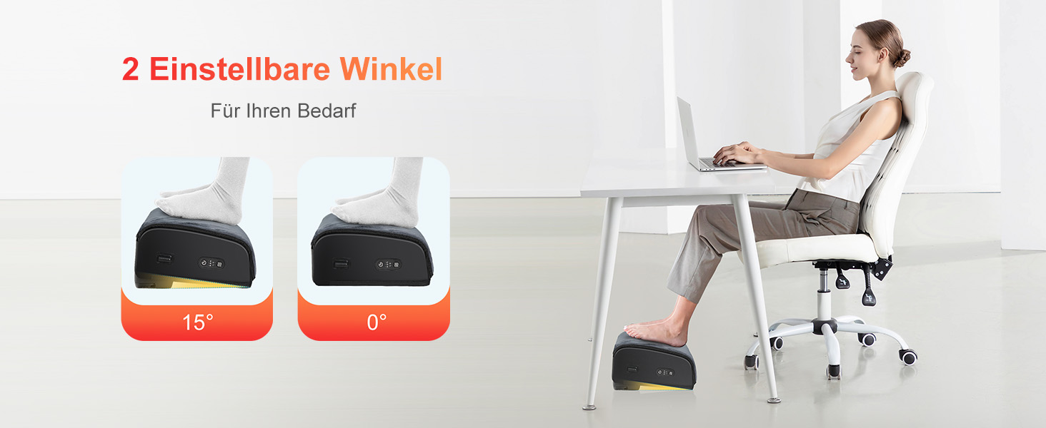 Підставка під ноги Comfier для столу, 2 режими температури (до 60°C), ергономічна підставка під ноги для офісу/дому, 2 регульовані висоти, 44x13x28 см