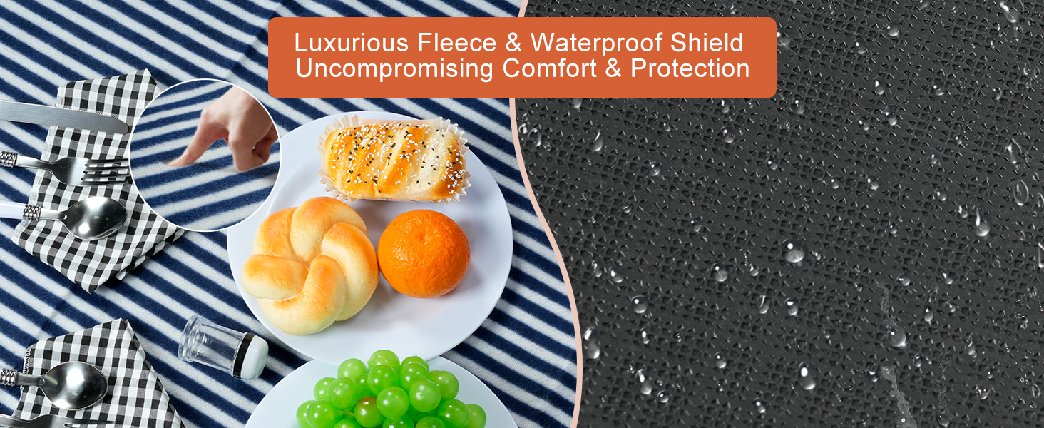 Набір для пікніка на 4 особи з термосумкою, флісовою ковдрою, столовим приладдям, для кемпінгу, пляжу, подорожей, походів (Світло-сірий)