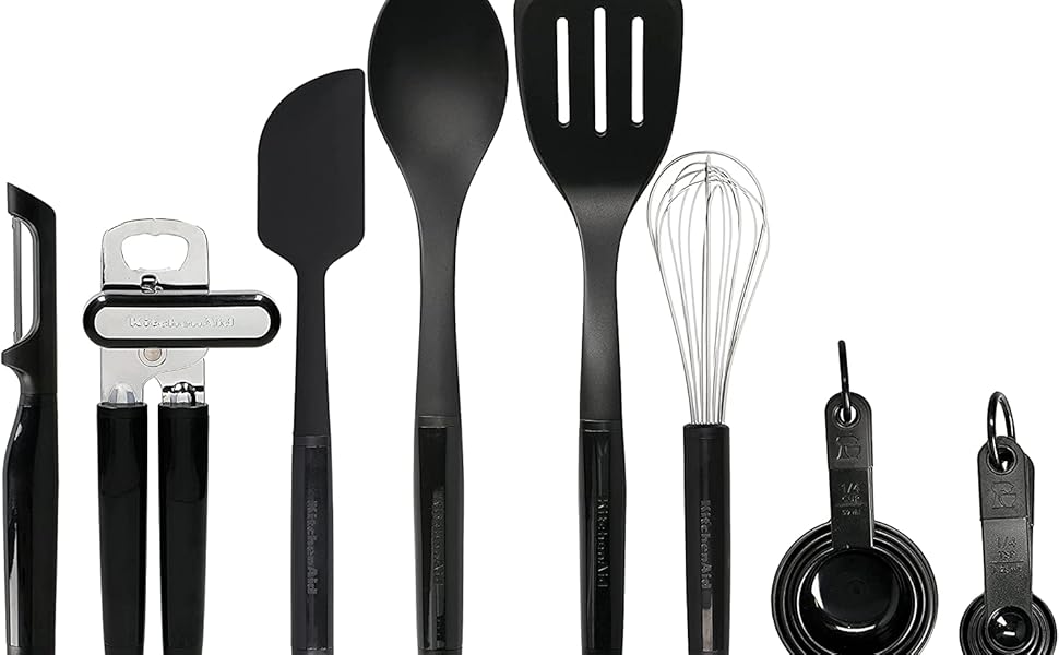 Набір кухонного приладдя KitchenAid 15 предметів, чорний, стійкий до нагріву, придатний для миття в посудомийній машині
