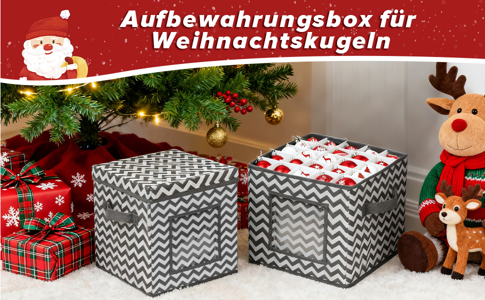 Коробка для зберігання прикрас на Новий рік, 166 відділень, з регульованими перегородками, кришкою та ручками, 31x31x30 см, червона, зі сніжинками, у білому кольорі (сіро-біла)